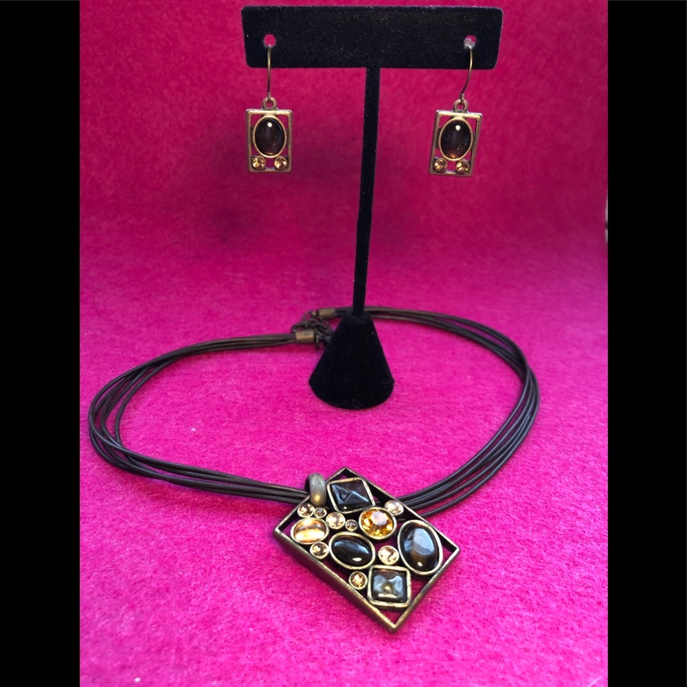 Park Lane Vintage Floating Gem Drop Pendent and Matching Earrings Set
